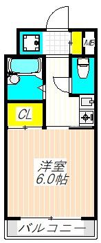 サンキャドマス扇町(1K/12階)の間取り写真