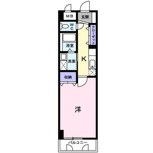 T-SAISON倉敷(1K/4階)の間取り写真