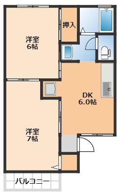 セジュール白菊(2DK/1階)の間取り写真
