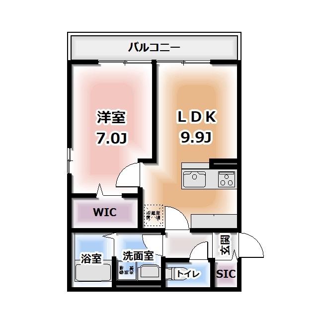 KOMOREBI GARDEN中田本町D(1LDK/3階)の間取り写真