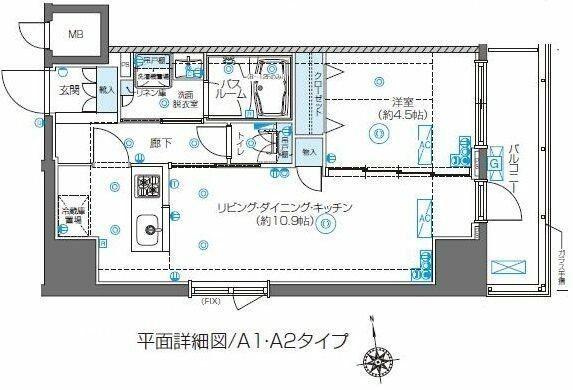 ズーム東新宿(1LDK/3階)の間取り写真
