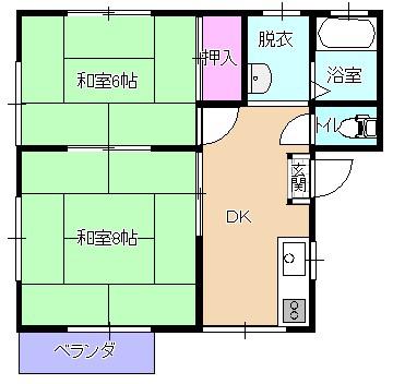 ウエストパレス(2DK/1階)の間取り写真