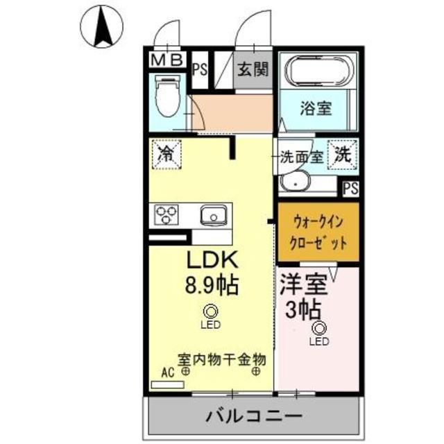 ヴィラグランデII(1LDK/2階)の間取り写真
