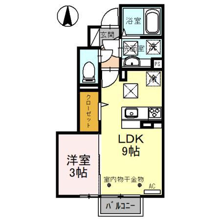 ソラティオ(1LDK/1階)の間取り写真