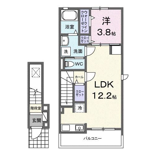 ベルカノン(1LDK/2階)の間取り写真