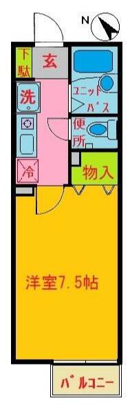 エクレール(1K/1階)の間取り写真