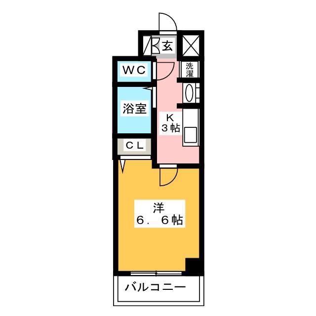 エステムコート博多・祇園ツインタワー セカンドステージ(1K/13階)の間取り写真