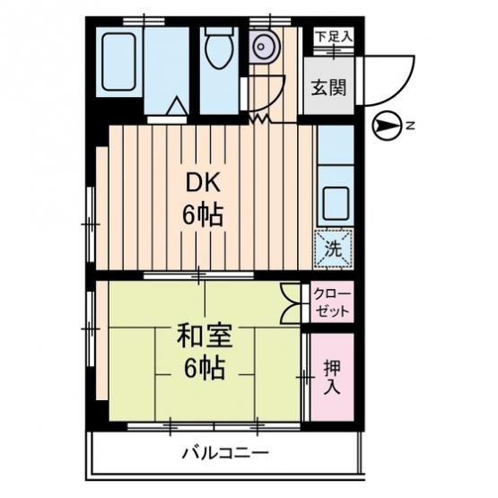 Zマンション(1DK/4階)の間取り写真