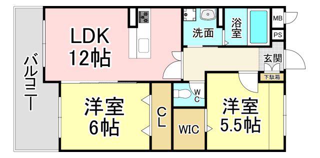 メゾンほおづきII(2LDK/5階)の間取り写真