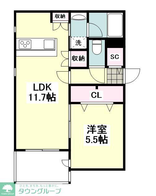 GLICINA K(1LDK/1階)の間取り写真