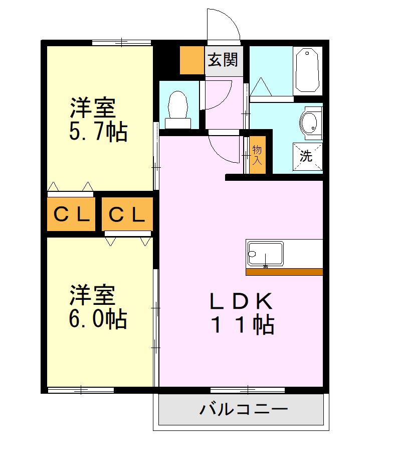 FLAT.MK APT(2LDK/1階)の間取り写真