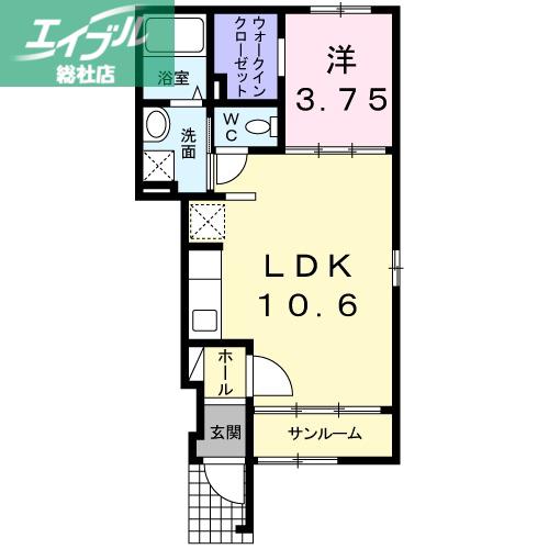 ミキハウスIIB(1LDK/1階)の間取り写真