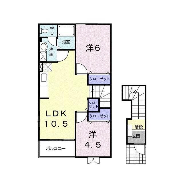 ソレーユA(2LDK/2階)の間取り写真