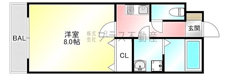 ラトゥール感田(1K/1階)の間取り写真