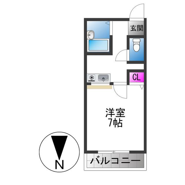 サンライズ小阪A(1K/5階)の間取り写真