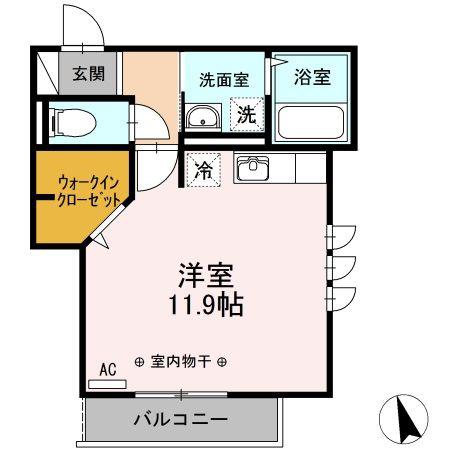 グランディール三河(ワンルーム/3階)の間取り写真