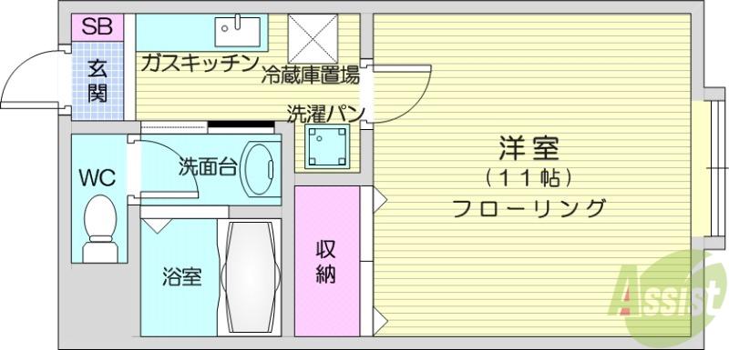 ラボーテ栄(1K/1階)の間取り写真