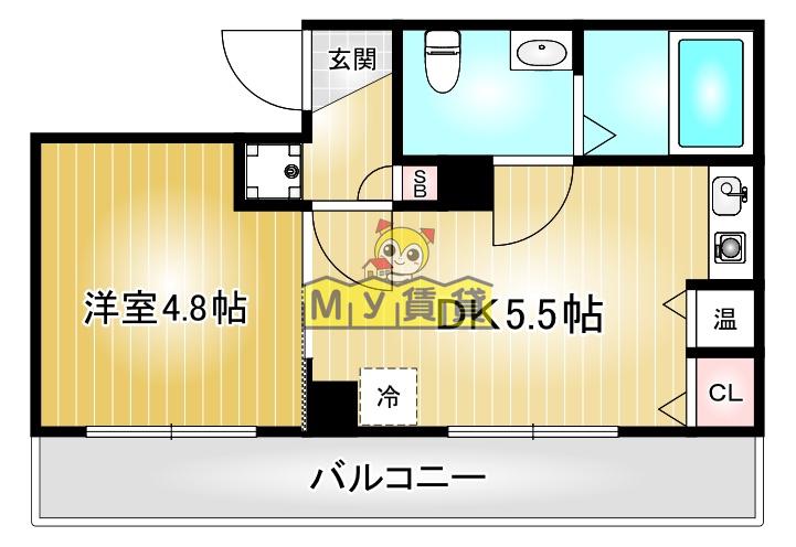 アーバンフラッツ新栄(1DK/12階)の間取り写真