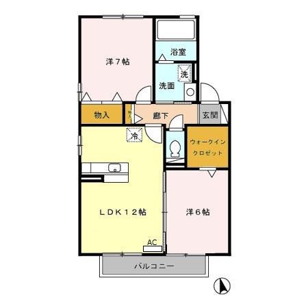 VILLA・RYUTAKU IIA(2LDK/2階)の間取り写真