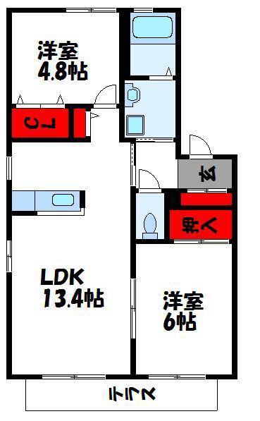 メゾン・クレール(2LDK/2階)の間取り写真
