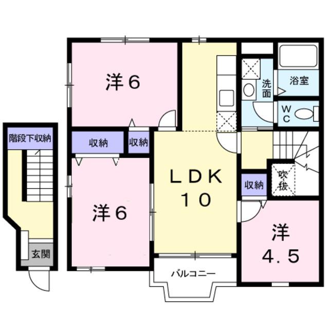 シュクセベージョB棟(3LDK/2階)の間取り写真