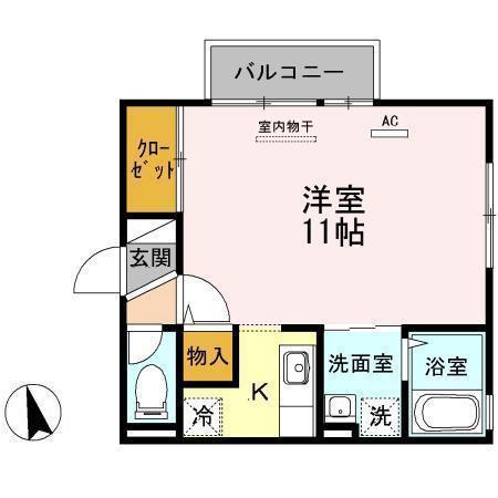 グランシャリオ(1K/1階)の間取り写真