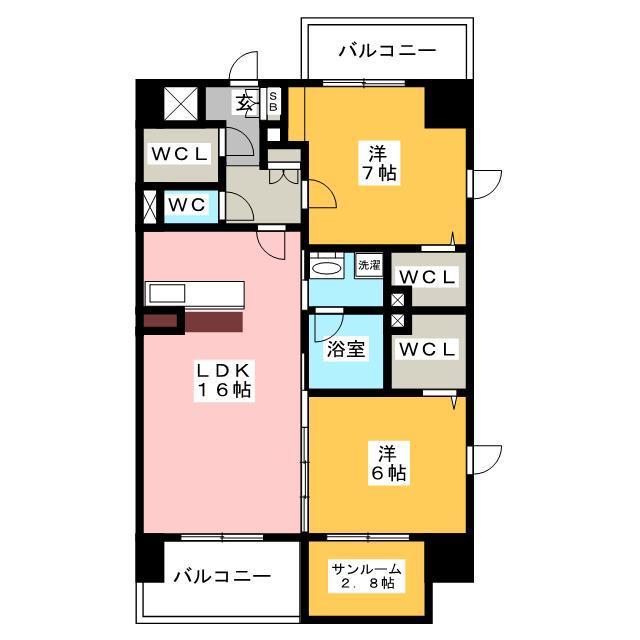 ラ・シルフィード博多駅南(2SLDK/3階)の間取り写真