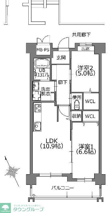 クラシオン小笹山手5番館(2LDK/7階)の間取り写真