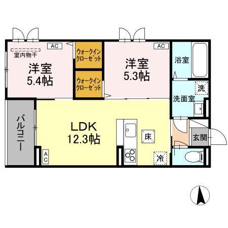 トゥインクルDAYS(2LDK/1階)の間取り写真