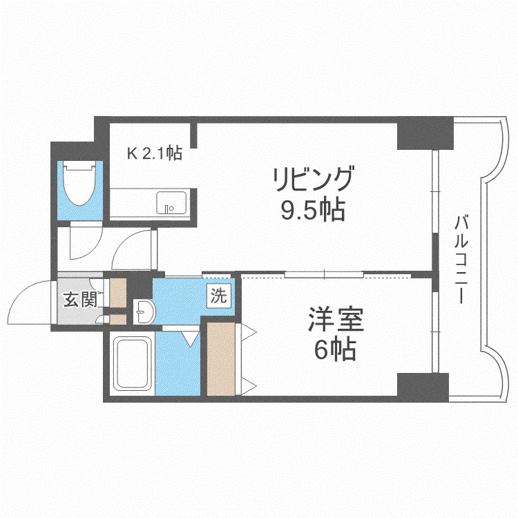 ティアラN5(1LDK/6階)の間取り写真