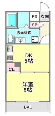 FUKUE BLD(1DK/2階)の間取り写真