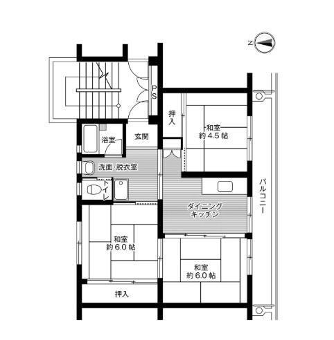ビレッジハウス中川原2号棟(3DK/1階)の間取り写真