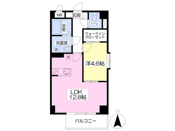 ベルレージュ光の森(1LDK/2階)の間取り写真