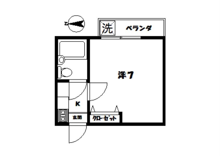 フラット高円寺南5(1K/2階)の間取り写真