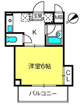 プリズムマンションII(1K/4階)の間取り写真