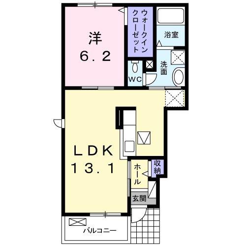 ピオニール岡田(1LDK/1階)の間取り写真
