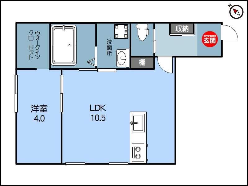 BROTE 万代(1LDK/2階)の間取り写真
