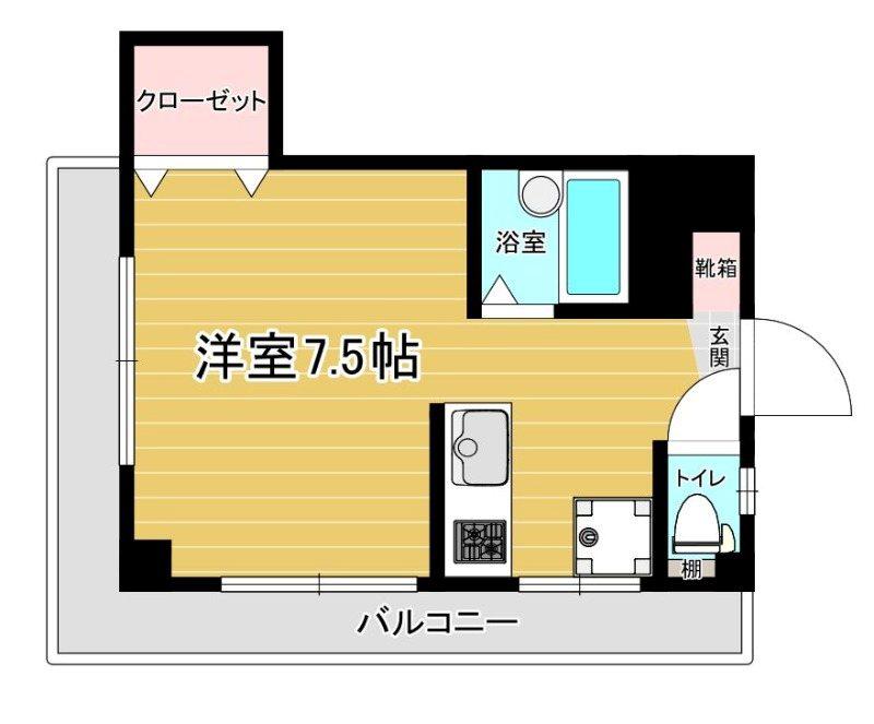 スリム箱崎201(ワンルーム/2階)の間取り写真