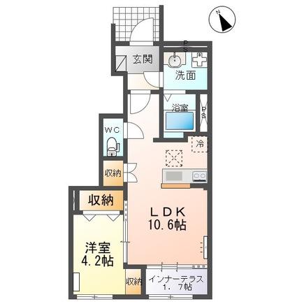 JR仙山線 陸前落合駅 徒歩118分 2階建 築1年(1LDK/1階)の間取り写真