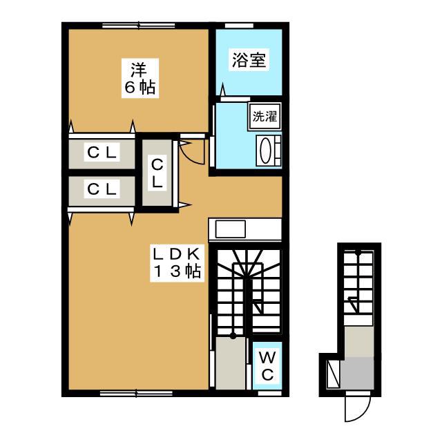 PREFERITA YASUTA(1LDK/2階)の間取り写真