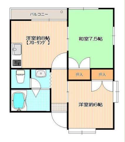 キャッスルK・S(2DK/2階)の間取り写真