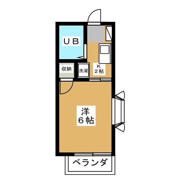 グリーンヒルハイツ(1K/2階)の間取り写真