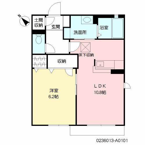 シャトルケイ(1LDK/1階)の間取り写真