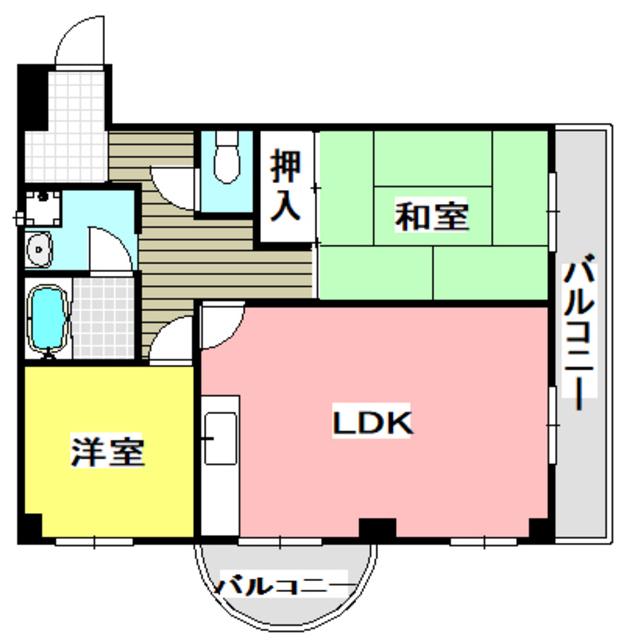 コンプリーションII(2LDK/1階)の間取り写真