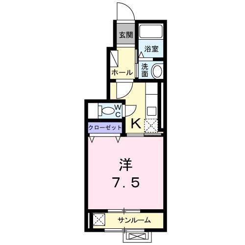 セレノ・パラッツオ(1K/1階)の間取り写真