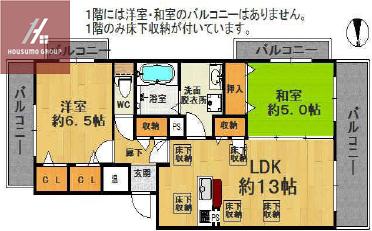 MJハイツ田島(2LDK/1階)の間取り写真