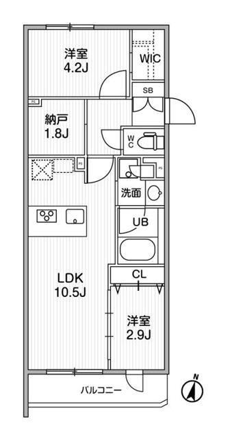 ルネサンスコート学芸大学(2LDK/4階)の間取り写真