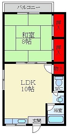 清水マンション(1LDK/4階)の間取り写真