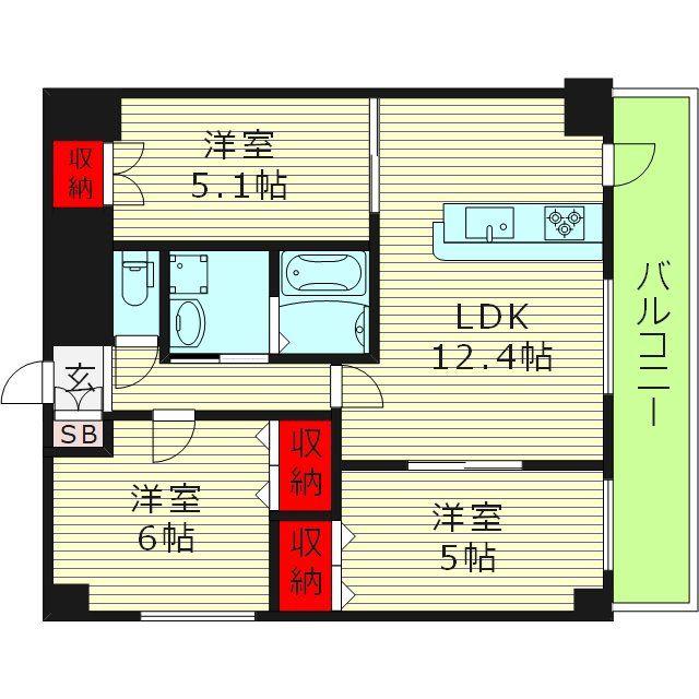 ARCENCIEL SQUARE TAKAIDA(3LDK/9階)の間取り写真
