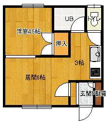 あんさんぶる 2階(1DK/2階)の間取り写真